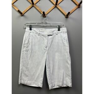 Lady Hagan Shorts Women's Size‎ 2 Casual Blue/White Plaid Front Zip Golf Bermuda